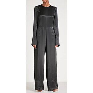 NWT Michael Lo Sordo Wide Leg Silk Satin Wide Leg Jumpsuit-sz 8